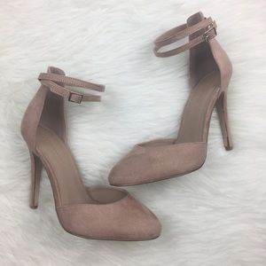 suede closed toe heels